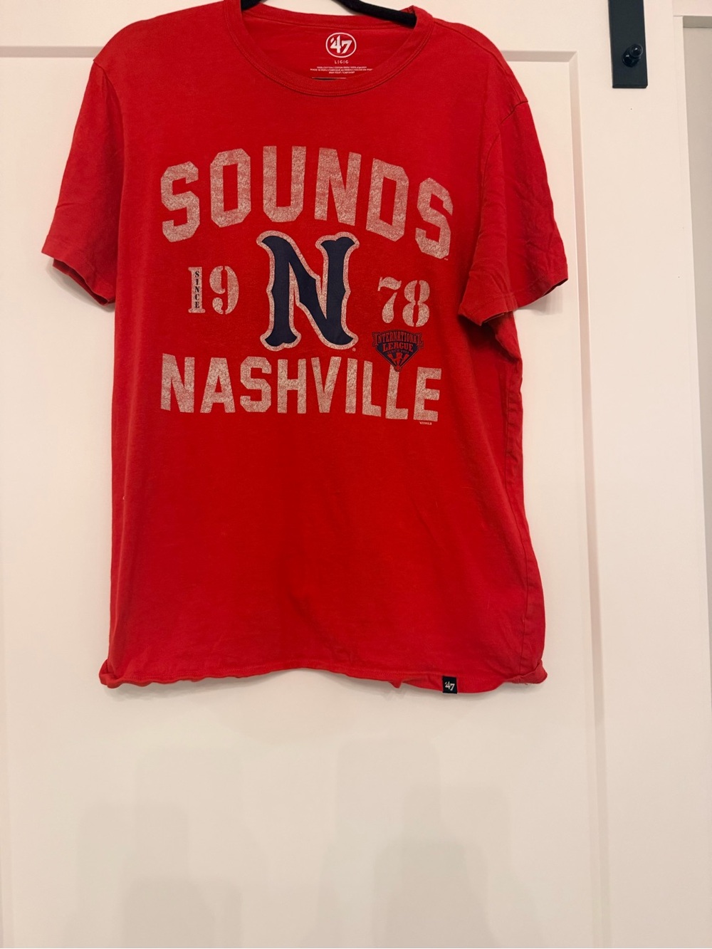 47 Red Nashville Sounds Logo Tee with Navy Accent